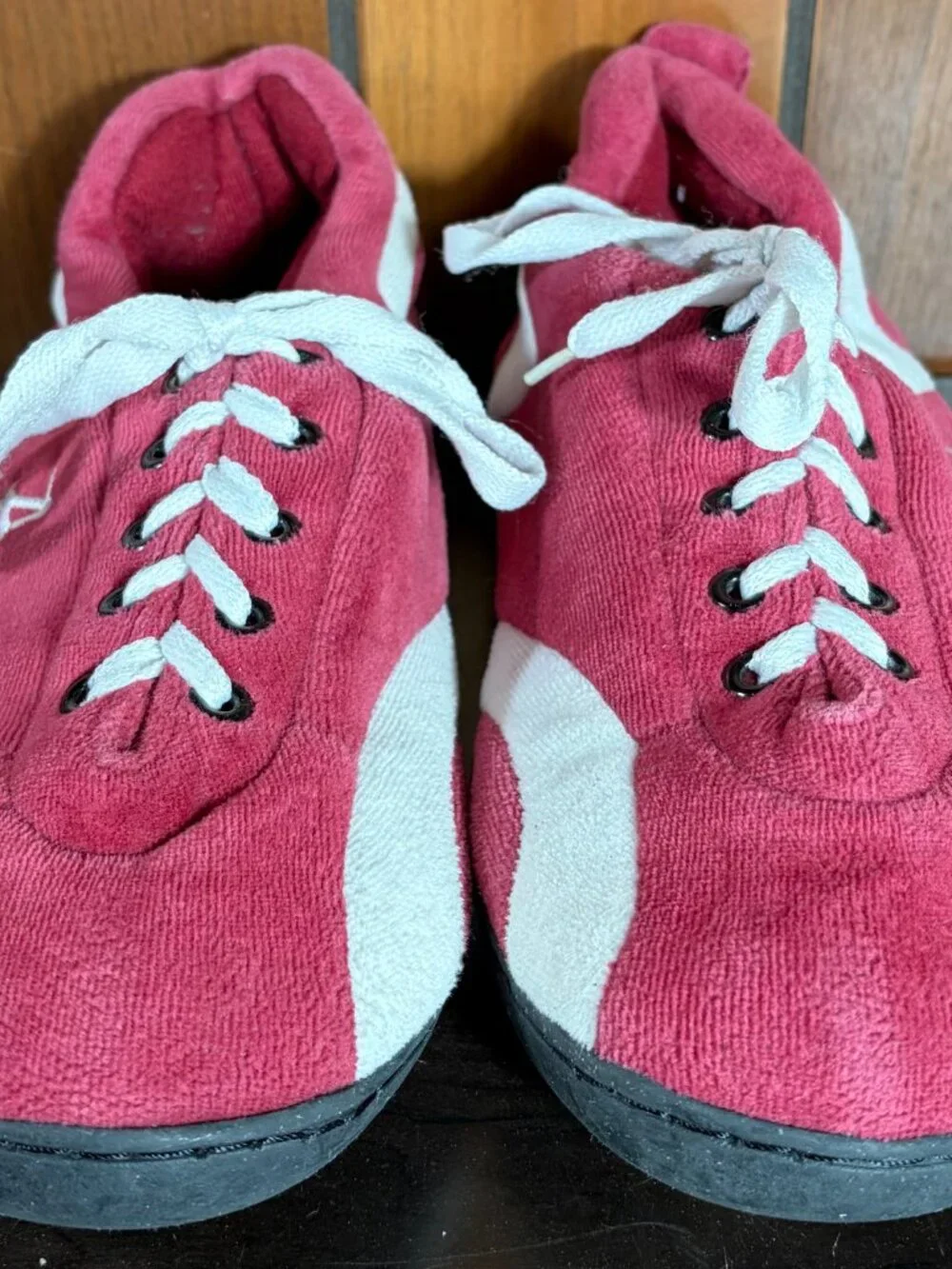 Comfy Feet Alabama Crimson Tide Velour Indoor/Outdoor Lace Slippers Mens Sz 7-8
